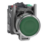 Schneider Electric XB4BW33B55 Bouton-poussoir lumineux, Harmony XB4, métal, 22 mm, vert, Sans inscription, LED, calotte lisse
