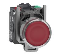Schneider Electric XB4BW34B55 Bouton-poussoir lumineux, Harmony XB4, métal, 22 mm, rouge, Sans inscription, LED, calotte lisse