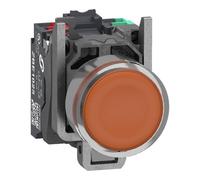 Schneider Electric XB4BW35B55 Bouton-poussoir lumineux, Harmony XB4, métal, 22 mm, orange, Sans inscription, LED, calotte lisse