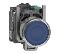 Schneider Electric XB4BW36B55 Bouton-poussoir lumineux, Harmony XB4, métal, 22 mm, bleu, Sans inscription, LED, calotte lisse