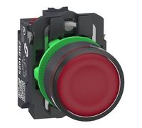 Schneider Electric XB5AW34B55 Bouton-poussoir lumineux, Harmony XB5, plastique, 22 mm, rouge, Sans inscription, LED, calotte