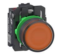 Schneider Electric XB5AW35B55 Bouton-poussoir lumineux, Harmony XB5, plastique, 22 mm, orange, Sans inscription, LED, calotte