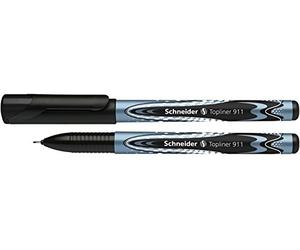 Schneider Fineliner Topliner 911 Stylo roller Pointe remplaçable 0,4 mm Noir Lot de 10