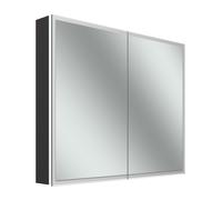 Schneider GLOW D2W armoire de toilette, 2 portes 45/45cm, 913x136x736mm, éclairage circulaire, Dim2Warm, 218.090.02.44, Exécution: norme EU/corps noir mat