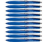 Schneider Haptify Lot de 10 Stylos à bille rétractables et rechargeables avec technologie Viscoglide Encre bleu