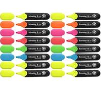 Schneider Job 150 Lot de 16 surligneurs (rechargeables et résistants à la lumière) Jaune (3x), orange, rose, vert, bleu, rouge