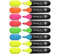 Schneider Optics Surligneur Job 150 – lot de 8 multicolore, rechargeables, résistants à la lumière