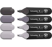 Schneider Job 150 surligneurs (en plastique recyclé) Lot de 4, assortis, nuances de gris, taupe (2x), mauve, ardoise