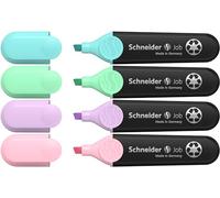 Schneider Job 150 surligneurs pastel (en plastique recyclé) Lot de 4, assortis, turquoise, menthe, lilas, rose