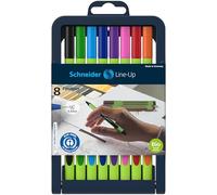 Schneider Line-Up Fineliner (Feutre fin triangulaire, épaisseur de trait 0,4mm, corps en plastique bio-sourcé, fabriqué en Allemagne) 8 pièces assorties