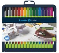 Schneider Line-Up Stylos Feutre (0,4 mm, Boîtier en Plastique Biobased) Etui Chevalet avec 16 Pièces, Couleurs Assorties