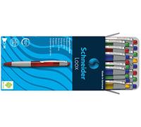 Schneider Loox Stylo bille Zone grip confort Plusieurs coloris Pointe M Encre permanente bleue Lot de 20