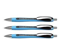 SCHNEIDER Lot de 3 Stylos bille Rétractable Slider Rave XB Viscoglide Pte Large Noir
