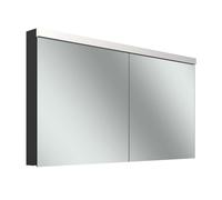 Schneider LOW plus LED armoire de toilette, 2 portes 70/70cm, 1395x120x747mm, éclairage en haut, 172.140.02.44, Exécution: norme UE/corps noir mat/4000K