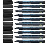 Schneider Maxx 130 Marqueur permanent, ogive 1-3 mm, lot de 10, Noir | Rechargeable, plastique recyclé à plus de 95 %, épaisseur de trait 1-3 mm