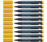 Schneider Maxx 130 Marqueurs permanents (Épaisseur de trait: 1-3 mm, rechargeables) Lot de 10, Jaune