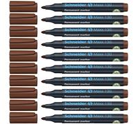 Schneider Maxx 130 Marqueurs permanents (Épaisseur de trait: 1-3 mm, rechargeables) Lot de 10, Marron