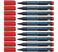 Schneider Maxx 130 Marqueurs permanents (Épaisseur de trait: 1-3 mm, rechargeables) Lot de 10, Rouge