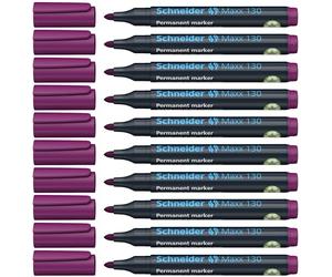 Schneider Maxx 130 Marqueurs permanents (Épaisseur de trait: 1-3 mm, rechargeables) Lot de 10, Violet