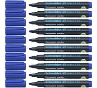 Schneider Maxx 133 Lot de 10 Marqueurs permanents rechargeables pour carton/papier/plastique/verre/métal Encre bleu