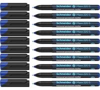 Schneider Maxx 220 S Marqueur universel, lot de 10, Bleu | Permanent, encre anti-dessiccation, épaisseur de trait 0,4 mm