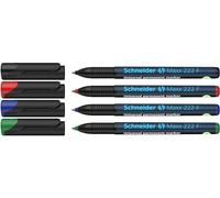 Schneider Optics Marqueur permanent Maxx 222 F Pointe 0,7 mm Couleurs assorties Pochette de 4