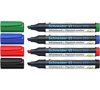Schneider Marqueurs tableau blanc Maxx 293 Pointe biseautée 2-5 mm Couleurs assorties Pochette 4