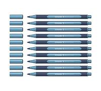 Schneider ML05001030 Lot de 10 stylos à bille métalliques (épaisseur de trait 0,4 mm, encre hautement métallique, séchage rapide, boîtier en 88% plastique bio-basé) de couleur bleu polaire métallisé