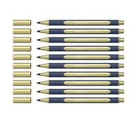 Schneider ML05001066 Lot de 10 stylos à bille métalliques (épaisseur de trait 0,4 mm, encre hautement métallique, séchage rapide, boîtier en 88% plastique bio-basé) de couleur or métallisé