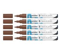 Schneider Paint-It 120107 Lot de 5 stylos acryliques avec pointe ogive de 2 mm pour bois, toile, pierre, etc Marron