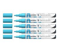 Schneider Paint-It 120130 Lot de 5 stylos acryliques avec pointe ogive de 2 mm pour bois, toile, pierre, etc Bleu pastel