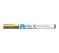 Schneider Paint-It 120153 Stylo acrylique (avec pointe ogive de 2 mm, peintures acryliques à fort pouvoir couvrant, pour bois, toile, pierre, etc.) Doré