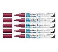 Schneider Paint-It 120161 Lot de 5 stylos acryliques avec pointe ogive de 2 mm pour bois, toile, pierre, etc. Bordeaux