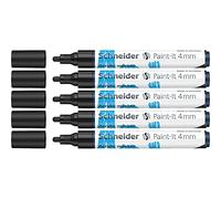 Schneider Paint-It 120201 Lot de 5 stylos acryliques avec pointe ogive de 4 mm pour bois, toile, pierre, etc Noir