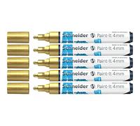 Schneider Paint-It 120253 Lot de 5 stylos acryliques avec pointe ogive de 4 mm pour bois, toile, pierre, etc Doré