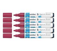 Schneider Paint-It 120261 Lot de 5 stylos acryliques avec pointe ogive de 4 mm pour bois, toile, pierre, etc. Bordeaux