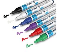 Schneider Paint-It crayons acryliques (Set 1 avec pointe ogive de 4 mm, peintures acryliques à haut recouvrement pour bois, toile, pierre, etc.), Lot de 6