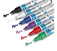 Schneider Paint-It crayons acryliques (Set 1 avec pointe ogive de 4 mm, peintures acryliques à haut recouvrement pour bois, toile, pierre, etc.), Lot de 6