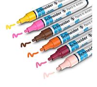 Schneider Paint-It crayons acryliques (Set 3 avec pointe ogive de 4 mm, peintures acryliques à haut recouvrement pour bois, toile, pierre, etc.), Lot de 6