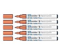 Schneider Paint-It Lot de 5 marqueurs métalliques en cuivre métallisé (épaisseur de trait 2 mm, nouvelle technologie de pigment, effet pailleté)