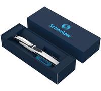 Schneider Ray Coffret cadeau stylo roller dans un étui en carton (avec cartouches d'encre standard, convient aux droitiers et aux gauchers) Blanc/gris foncé
