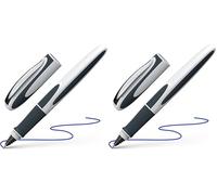 Schneider Ray Stylo Roller (Rechargeable avec Cartouches d'encre Standard, convient aux Droitiers et gauchers) 1 Pièce, Blanc/gris (Lot de 2)