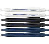 Schneider Reco (131886) - Lot de 6 stylos à bille, plastique recy ncre bleue - Blanc, Bleu, Noir
