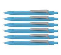 Schneider Reco Neon Edition (131923) - Lot de 6 stylos à bille, plastique recy ncre bleue - Bleu fluo
