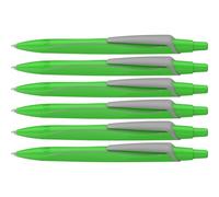 Schneider Reco Neon Edition (131924) - Lot de 6 stylos à bille, plastique recy ncre bleue - Vert fluo