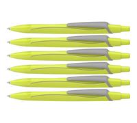 Schneider Reco Neon Edition (131925) - Lot de 6 stylos à bille, plastique recy ncre bleue - Jaune fluo