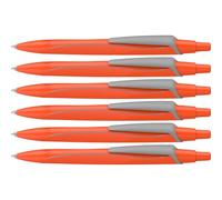 Schneider Reco Neon Edition (131926) - Lot de 6 stylos à bille, plastique recy ncre bleue - Orange fluo
