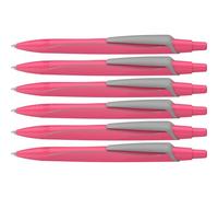 Schneider Reco Neon Edition (131929) - Lot de 6 stylos à bille, plastique recy ncre bleue - Rose fluo