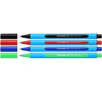Schneider Slider Edge XB 152273 Lot de 4 stylos à bille triangulaires avec largeur de trait XB assortis dans une boîte à crayons