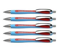 Schneider Slider Rave Lot de 5 Stylos à bille rétractables et rechargeables avec technologie Viscoglide Encre rouge G